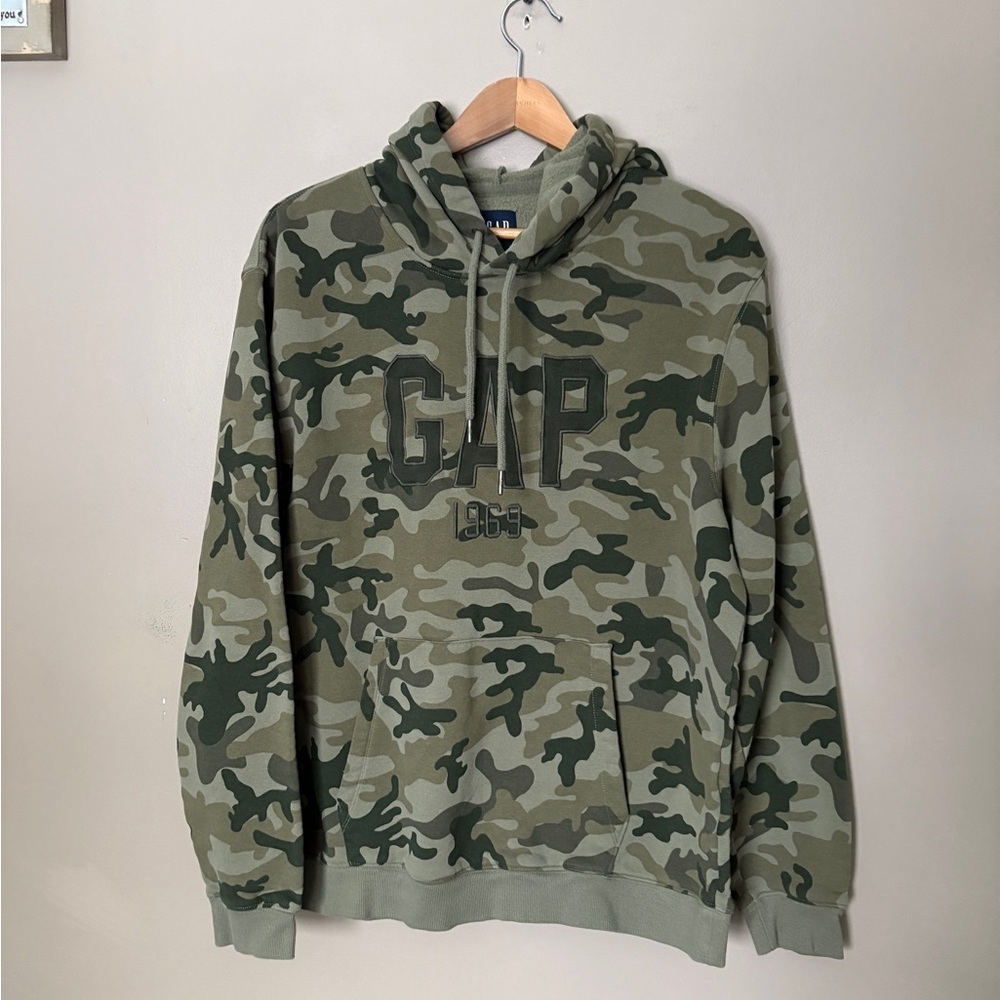 GAP camouflage pullover hoodie camo men’s streetwear military sweatshirt sz L